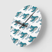 Cute Blue Boys Whale Patroon Ronde Klok (Hoek)