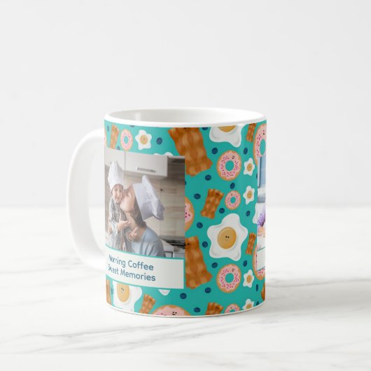 Cute Blue Breakfast Customizable Pastel Koffiemok (Voorkant links)