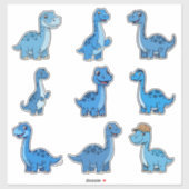 Cute Blue Brontosaurus Dinosaur Vinyl Sticker (Vel)