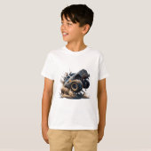 Cute Blue Brown Big Race Monster Truck Kinderen T-shirt (Voorkant volledig)
