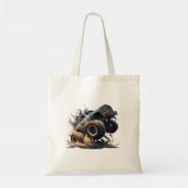 Cute Blue Brown Big Race Monster Truck Tote Bag (Achterkant)