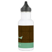 Cute Blue/Brown Pattern Bird Persoonlijke naam Waterfles (Rechts)