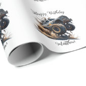 Cute Blue Brown Race Monster Truck Kinderen Birthd Cadeaupapier (Rol Hoek)