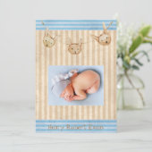 Cute Blue Bunny Baby Birth Aankondiging (Staand voorkant)