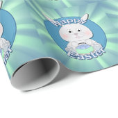 Cute Blue Bunny Boy met paaseieren mandje Cadeaupapier (Rol Hoek)