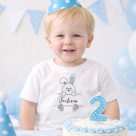 Cute Blue Bunny Boy's First Birthday 