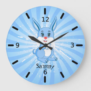 Cute Blue Bunny Cartoon Grote Klok