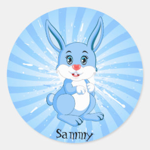 Cute Blue Bunny Cartoon Ronde Sticker