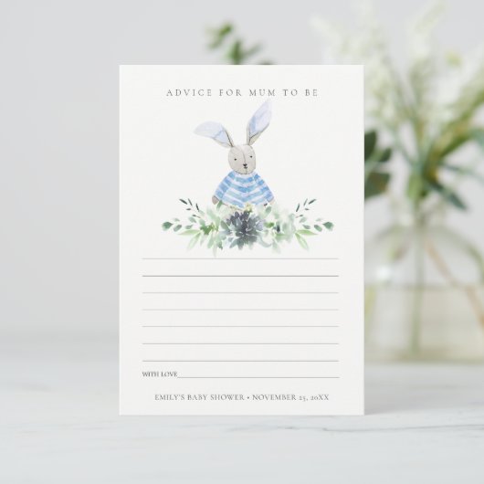 Cute Blue Bunny Foliage Advisate for Mum Baby show Informatiekaartje (Staand voorkant)