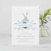 Cute Blue Bunny Foliage Any Age Birthday Invite Bedankkaart (Staand voorkant)
