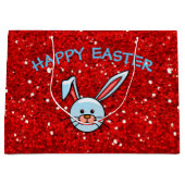 Cute Blue Bunny Happy Pasen Groot Cadeauzakje (Voorkant)