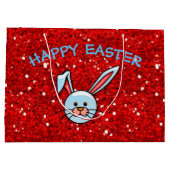 Cute Blue Bunny Happy Pasen Groot Cadeauzakje (Achterkant)