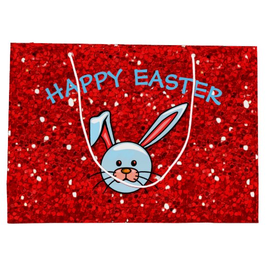 Cute Blue Bunny Happy Pasen Groot Cadeauzakje (Achterkant)