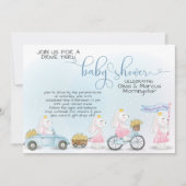 Cute Blue Bunny Parade Drive Thru Baby shower Kaart (Voorkant)