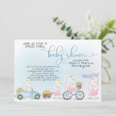 Cute Blue Bunny Parade Drive Thru Baby shower Kaart (Staand voorkant)