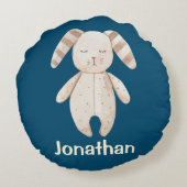 Cute Blue Bunny Rabbit Rond Kussen (Achterkant)