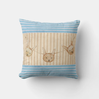 Cute Blue Bunny Rabbit Stripe Kussen