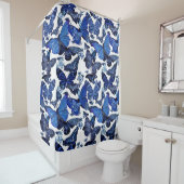 cute blue butterflies with glitter douchegordijn (In situ)