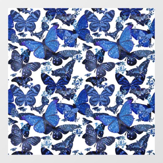 cute blue butterflies with glitter raamsticker (Vel)