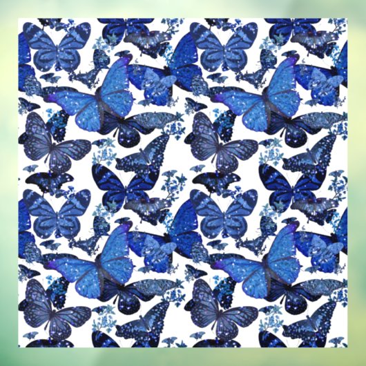 cute blue butterflies with glitter raamsticker (Vel 3)