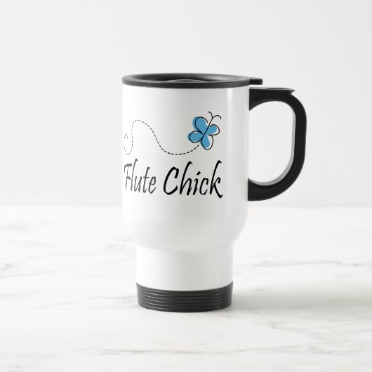 Cute Blue Butterfly Flute Chick Music Gift Reisbeker (Rechts)