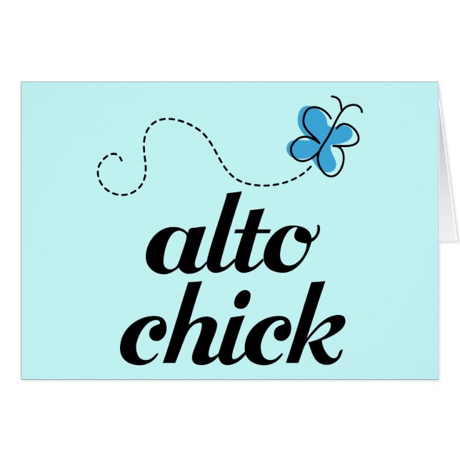 Cute Blue Butterfly Music Alto Chick Gift (Voorkant Horizontaal)