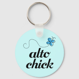 Cute Blue Butterfly Music Alto Chick Gift Sleutelhanger
