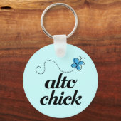 Cute Blue Butterfly Music Alto Chick Gift Sleutelhanger (Voorkant)