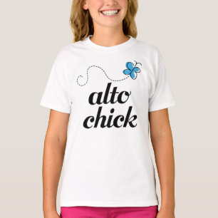 Cute Blue Butterfly Music Alto Chick Gift T-shirt
