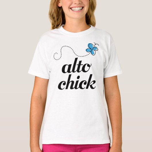 Cute Blue Butterfly Music Alto Chick Gift T-shirt (Voorkant)