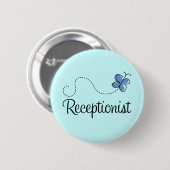 Cute Blue Butterfly Receptionist Job Gift Ronde Button 5,7 Cm (Voorkant /achterkant)