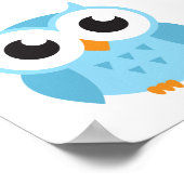 Cute blue cartoon baby uil poster (Hoek)