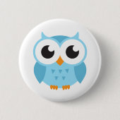 Cute blue cartoon baby uil ronde button 5,7 cm (Voorkant)