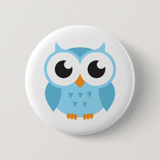 Cute blue cartoon baby uil ronde button 5,7 cm (Voorkant)