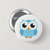 Cute blue cartoon baby uil ronde button 5,7 cm (Voorkant /achterkant)