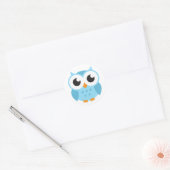 Cute blue cartoon baby uil ronde sticker (Envelop)