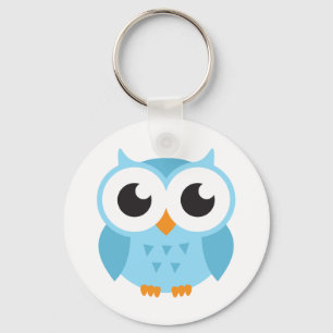 Cute blue cartoon baby uil sleutelhanger