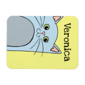 Cute Blue Cartoon Cat Personalized Magneet (Horizontaal)
