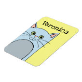 Cute Blue Cartoon Cat Personalized Magneet (Linkerzijde)