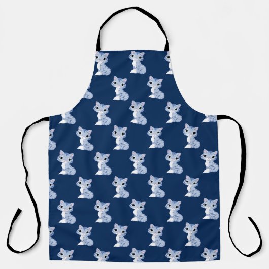 Cute Blue Cartoon Kitty Cat Schort (Voorkant)