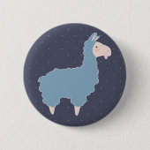 Cute Blue Cartoon Llama & White Stippen Ronde Button 5,7 Cm (Voorkant)