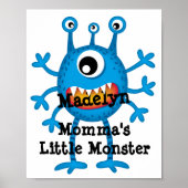 Cute Blue Cartoon Monster Funny Fun voor kinderen Poster (Voorkant)