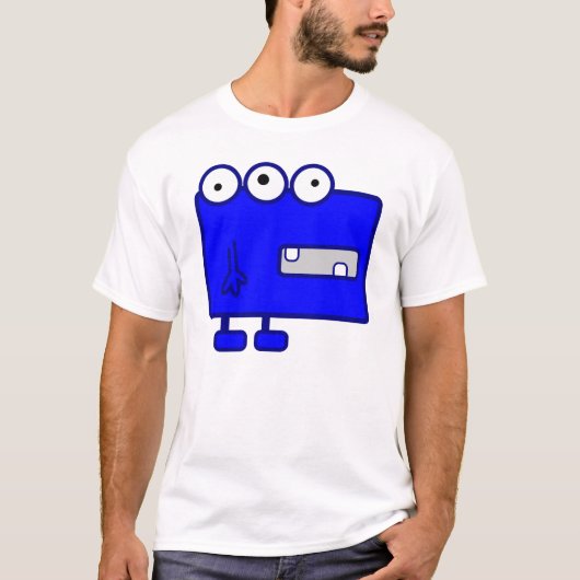 Cute Blue Cartoon Monster T-shirt (Voorkant)