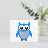 Cute Blue Cartoon Owl Briefkaart (Staand voorkant)
