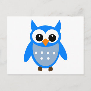 Cute Blue Cartoon Owl Briefkaart