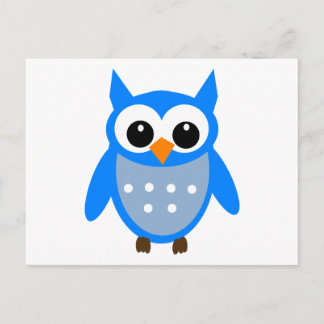 Cute Blue Cartoon Owl Briefkaart