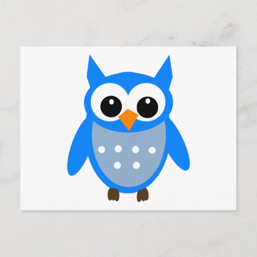 Cute Blue Cartoon Owl Briefkaart (Voorkant)
