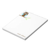 Cute Blue Cartoon Owl Notitieblok (Linkerzijde)