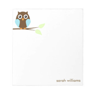 Cute Blue Cartoon Owl Notitieblok