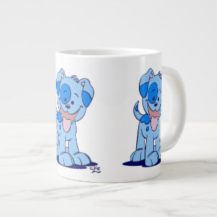 Cute Blue Cartoon Puppy Grote Koffiekop